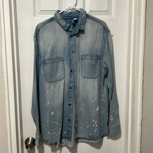 Large denim long sleeve button down